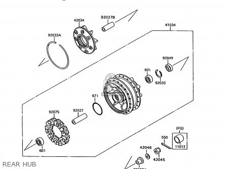 REAR HUB - VN1500C2 VN15 1995 EUROPE UK FR NL AR FG NR SD SP ST