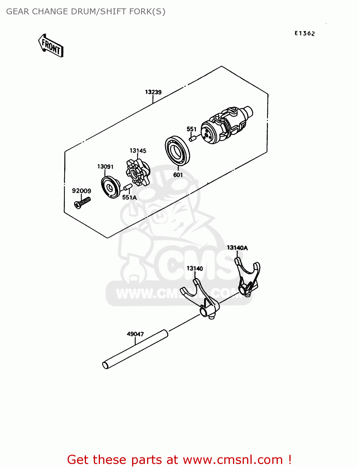 GEAR CHANGE DRUM/SHIFT FORK(S) VN1500C3 VULCAN 1500L 1996 USA CALIFORNIA