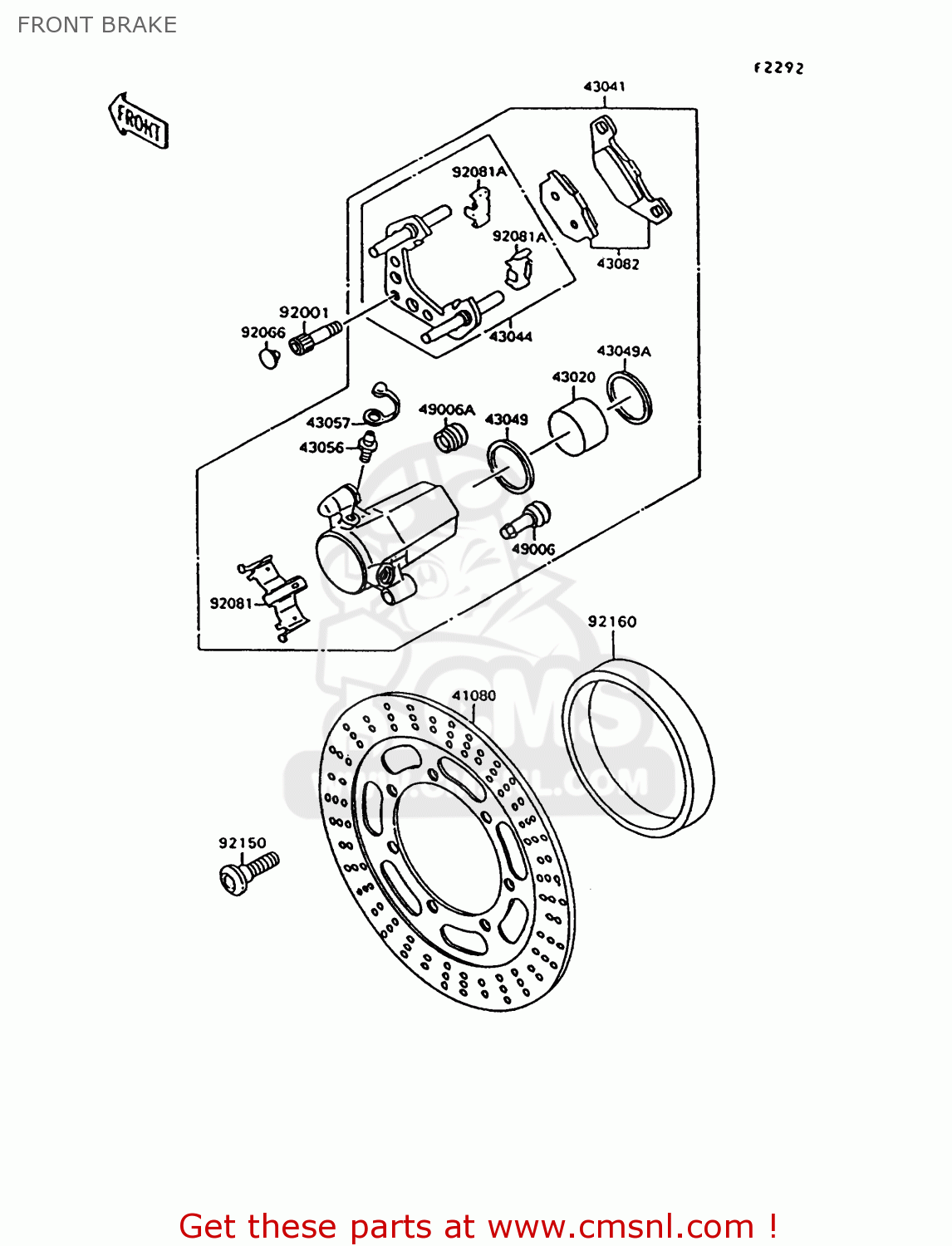 FRONT BRAKE VN1500C3 VULCAN 1500L 1996 USA CALIFORNIA