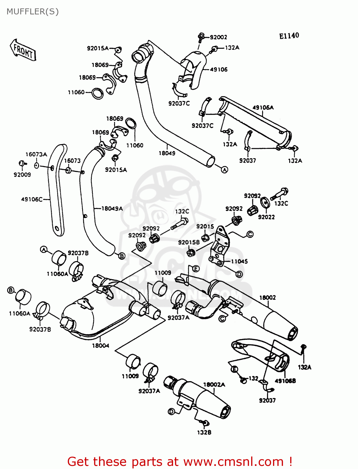 MUFFLER(S) VN1500C4 VULCAN 1500L 1997 USA CALIFORNIA
