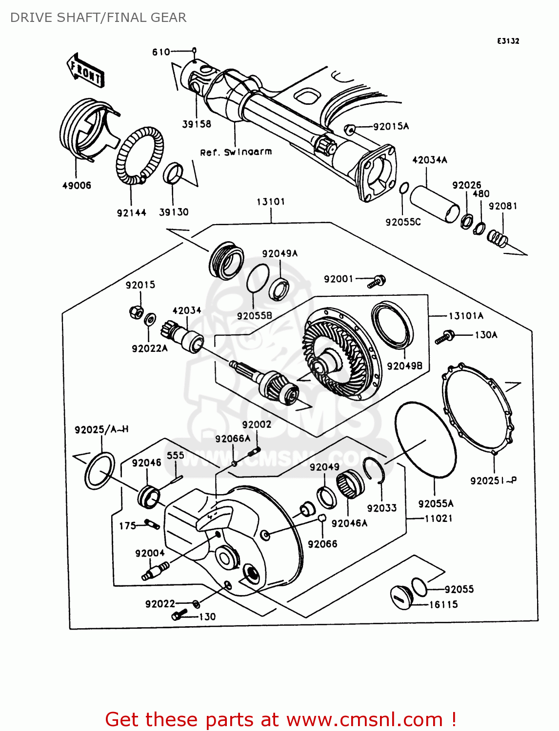 DRIVE SHAFT/FINAL GEAR VN1500C4 VULCAN 1500L 1997 USA CALIFORNIA
