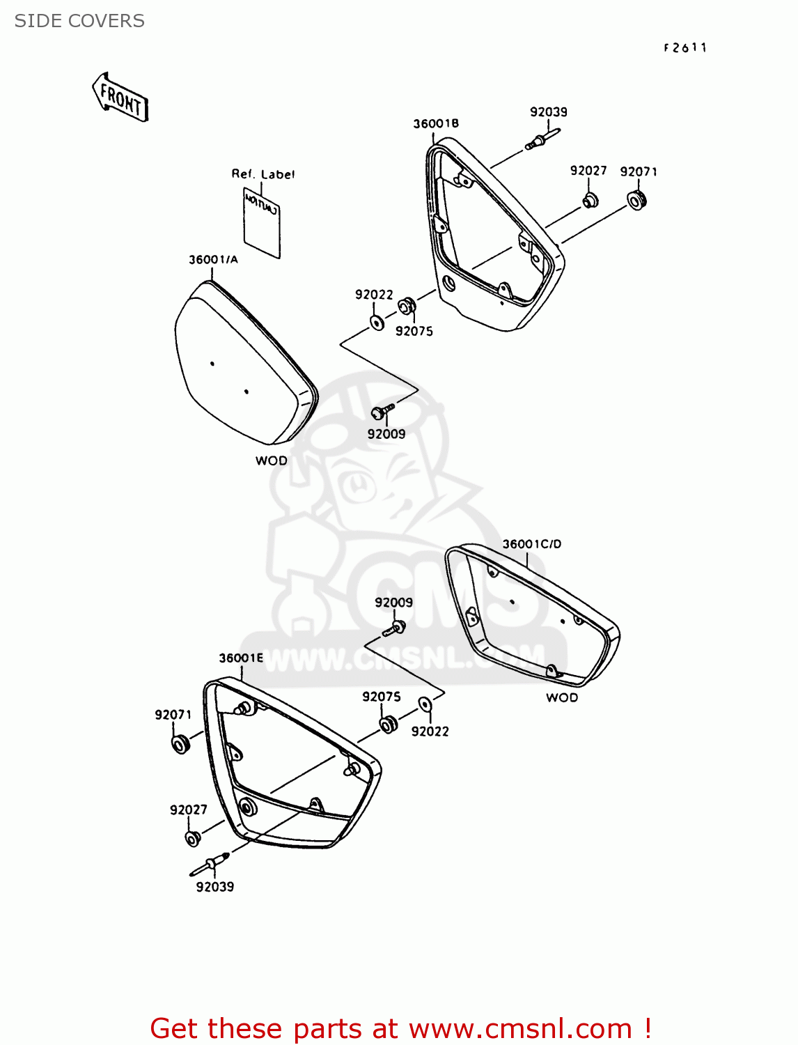 SIDE COVERS VN1500C4 VULCAN 1500L 1997 USA CALIFORNIA
