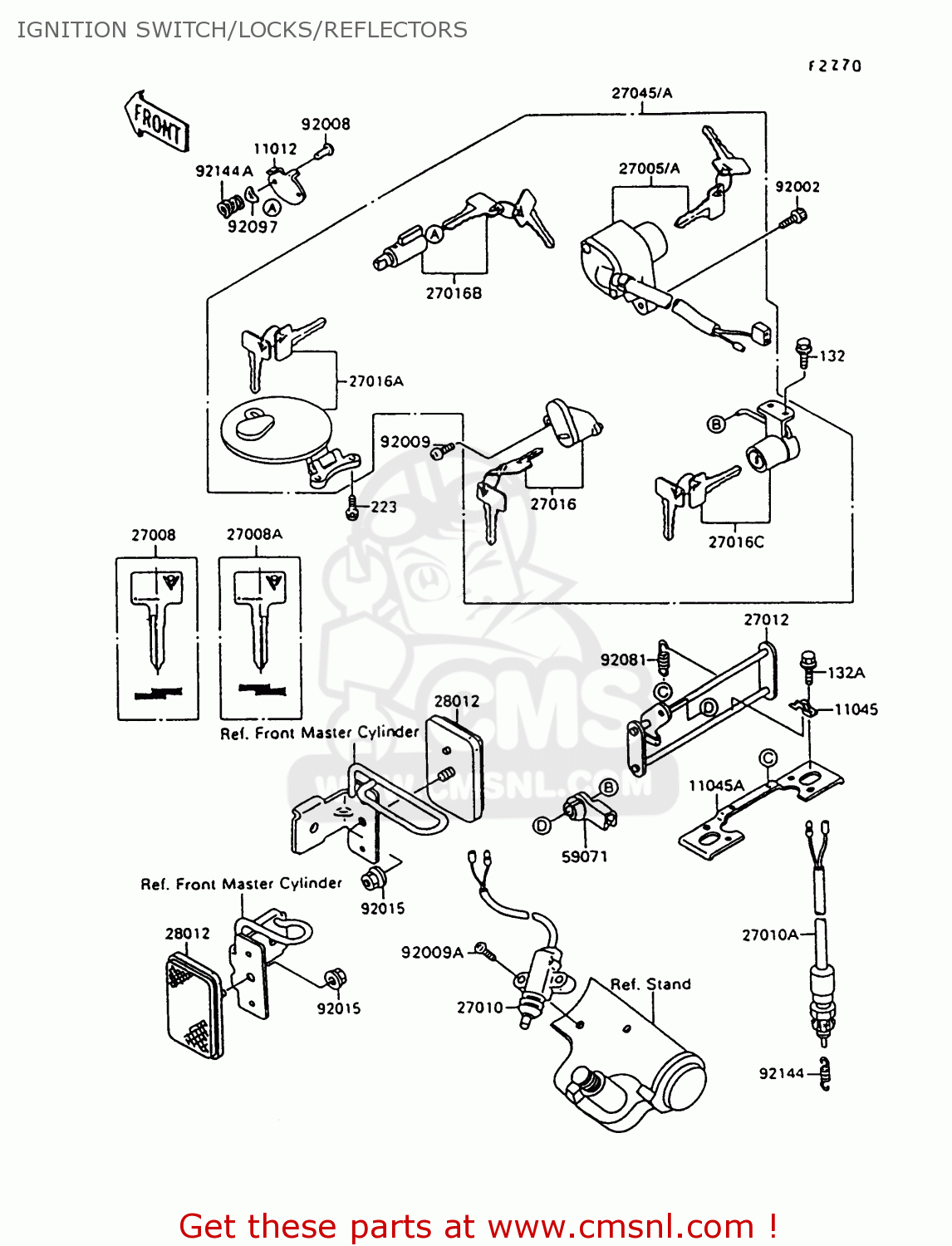 IGNITION SWITCH/LOCKS/REFLECTORS VN1500C4 VULCAN 1500L 1997 USA CALIFORNIA