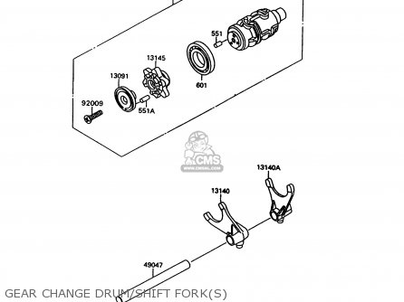 GEAR CHANGE DRUM/SHIFT FORK(S) - VN1500C4 VULCAN 1500L 1997 USA CALIFORNIA