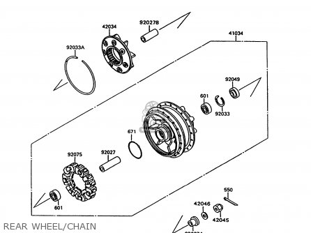 REAR WHEEL/CHAIN - VN1500C4 VULCAN 1500L 1997 USA CALIFORNIA