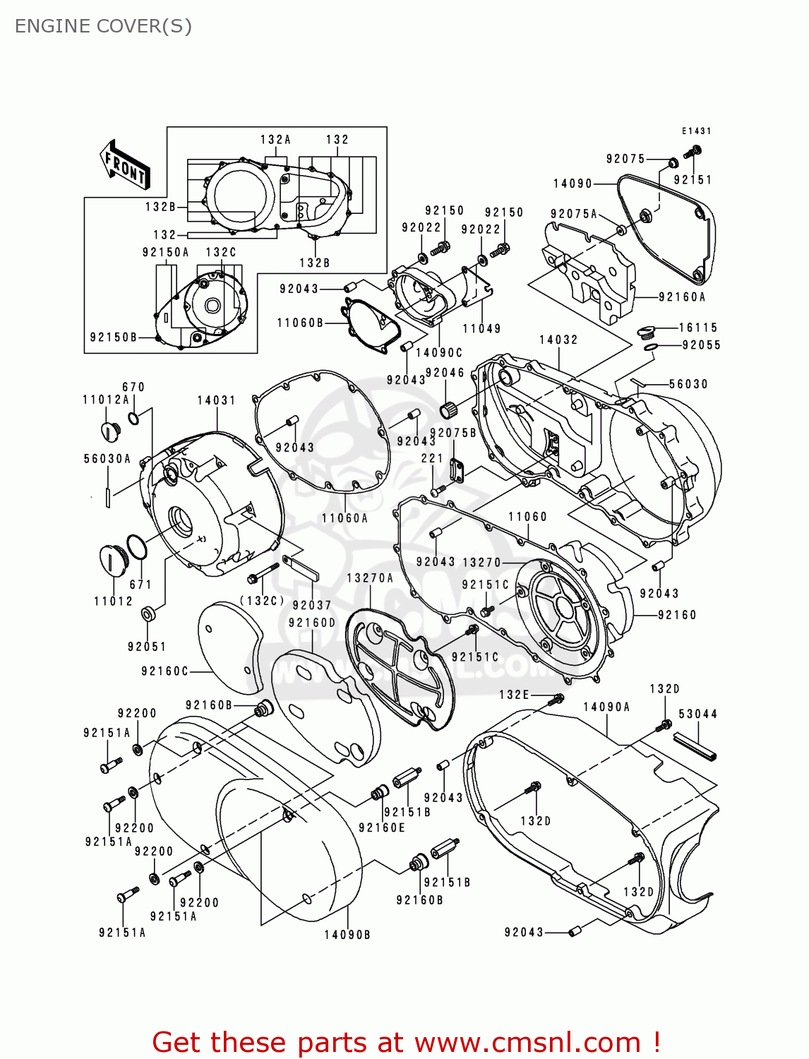 ENGINE COVER(S) VN1500D1 VN1500 CLASSIC 1996 EU UK FR NL AR FG GR IT NR SD SP ST