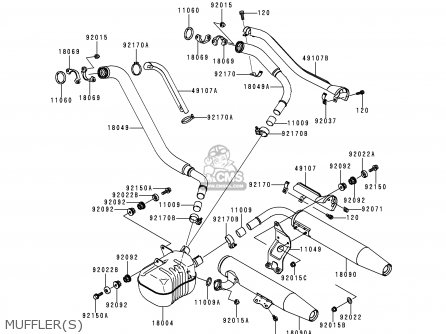 MUFFLER(S) - VN1500D1 VN1500 CLASSIC 1996 EU UK FR NL AR FG GR IT NR SD SP ST