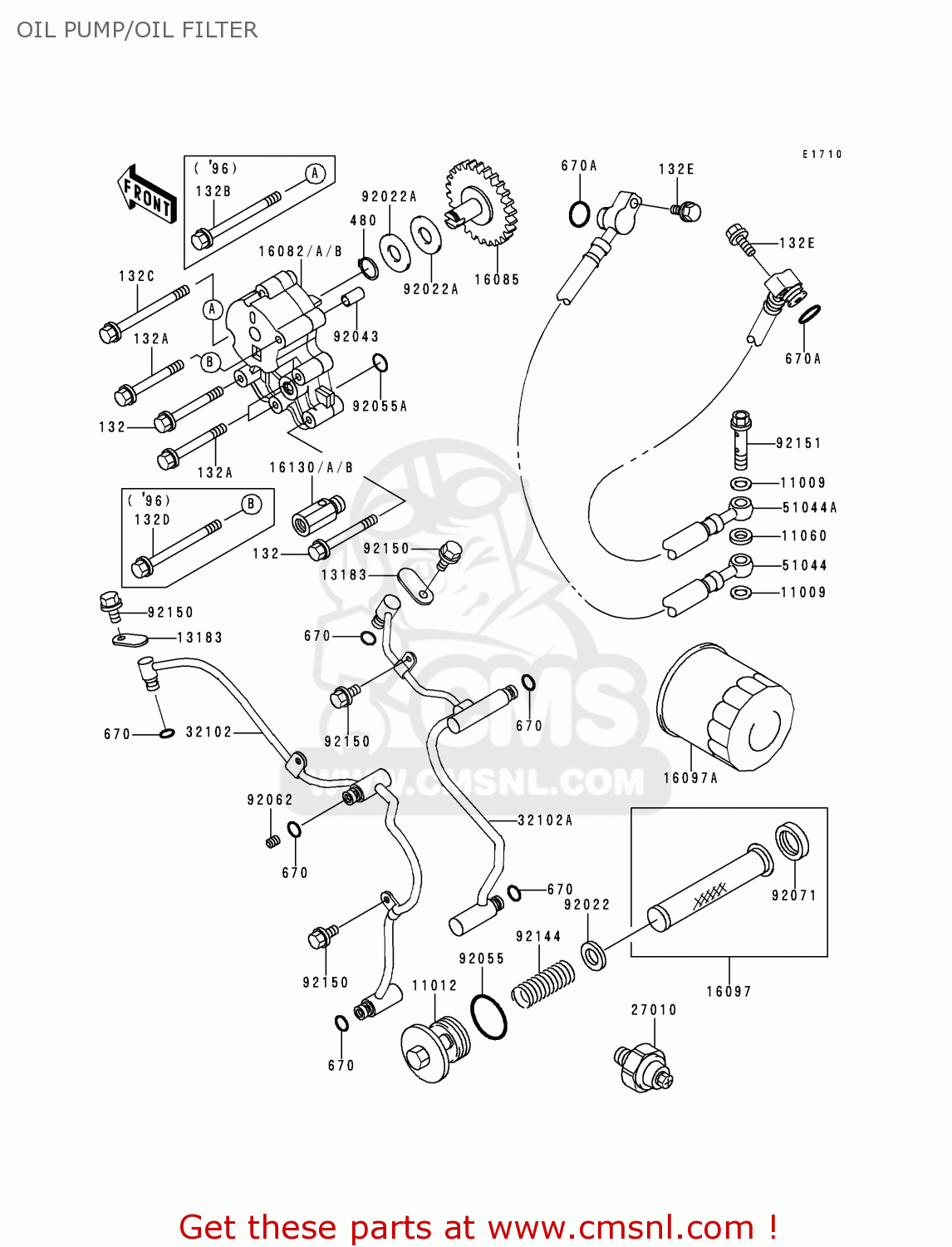 OIL PUMP/OIL FILTER VN1500D1 VULCAN 1500 CLASSIC 1996 USA CALIFORNIA CANADA