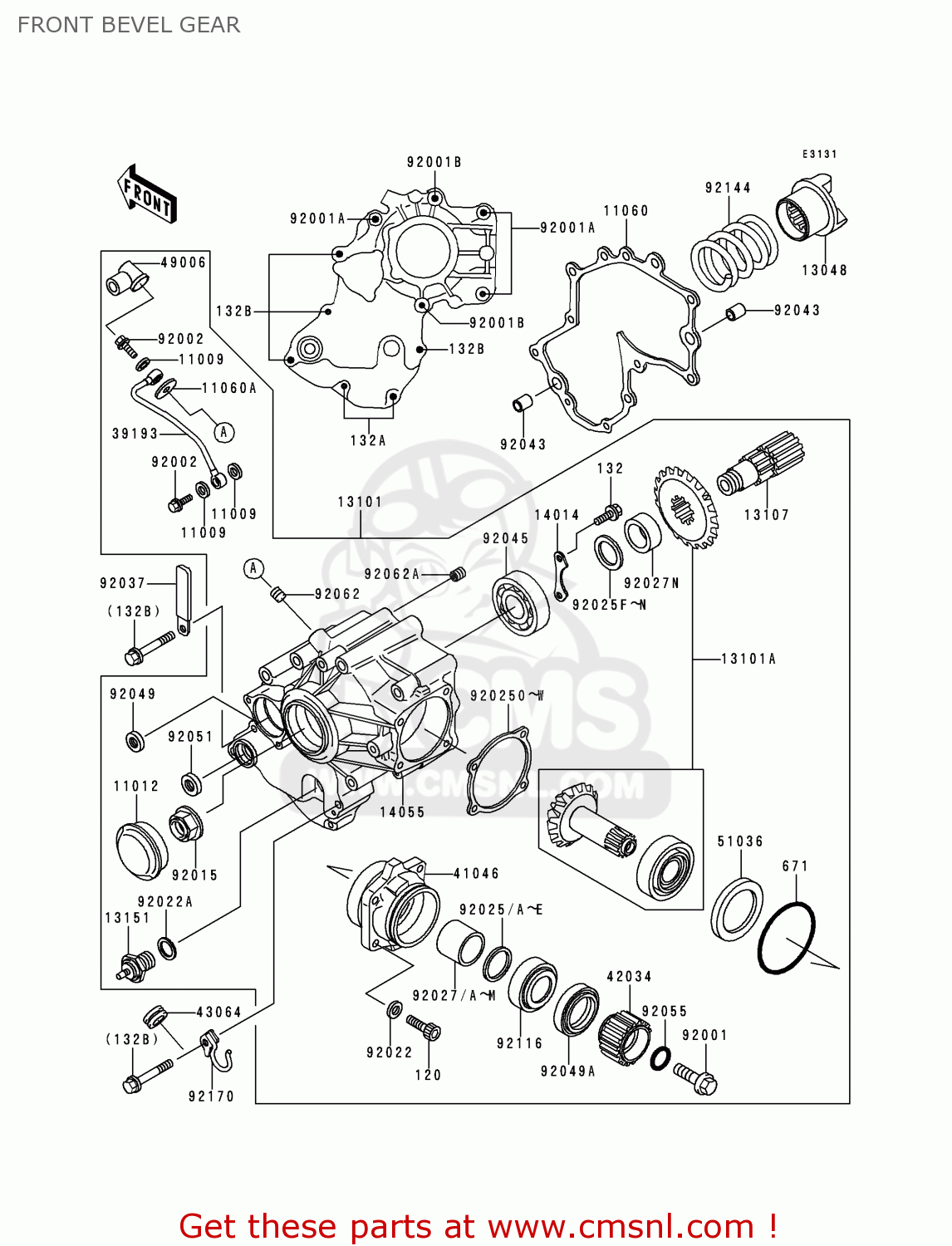 FRONT BEVEL GEAR VN1500D1 VULCAN 1500 CLASSIC 1996 USA CALIFORNIA CANADA