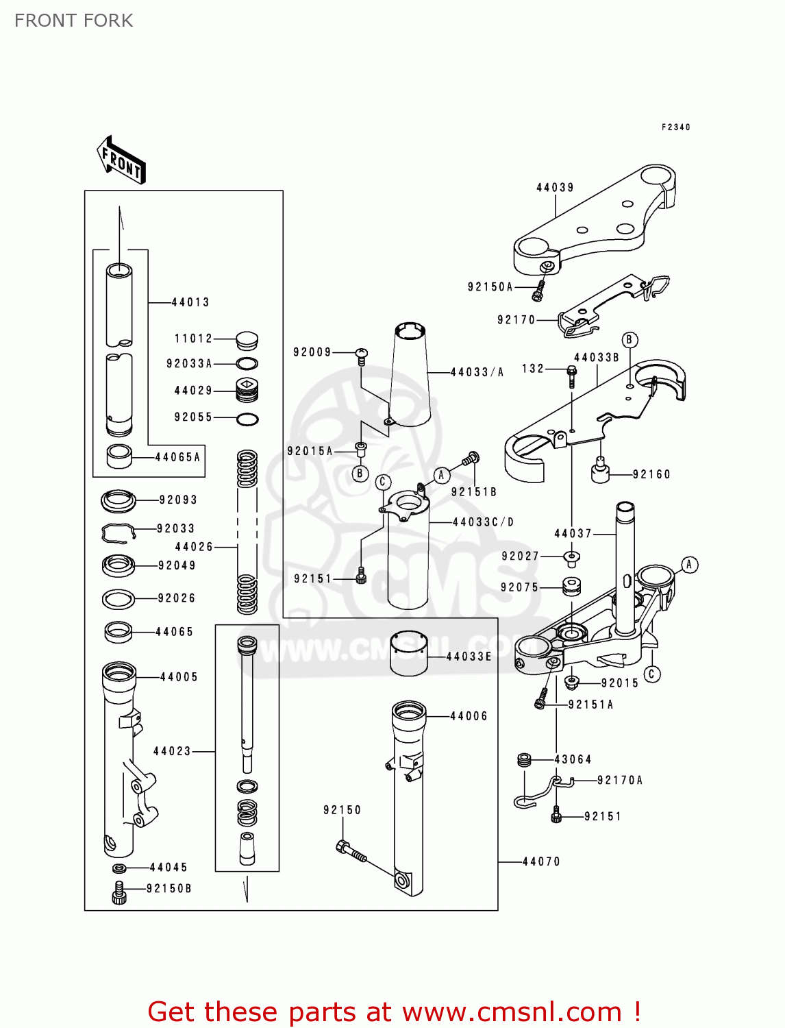 FRONT FORK VN1500D1 VULCAN 1500 CLASSIC 1996 USA CALIFORNIA CANADA