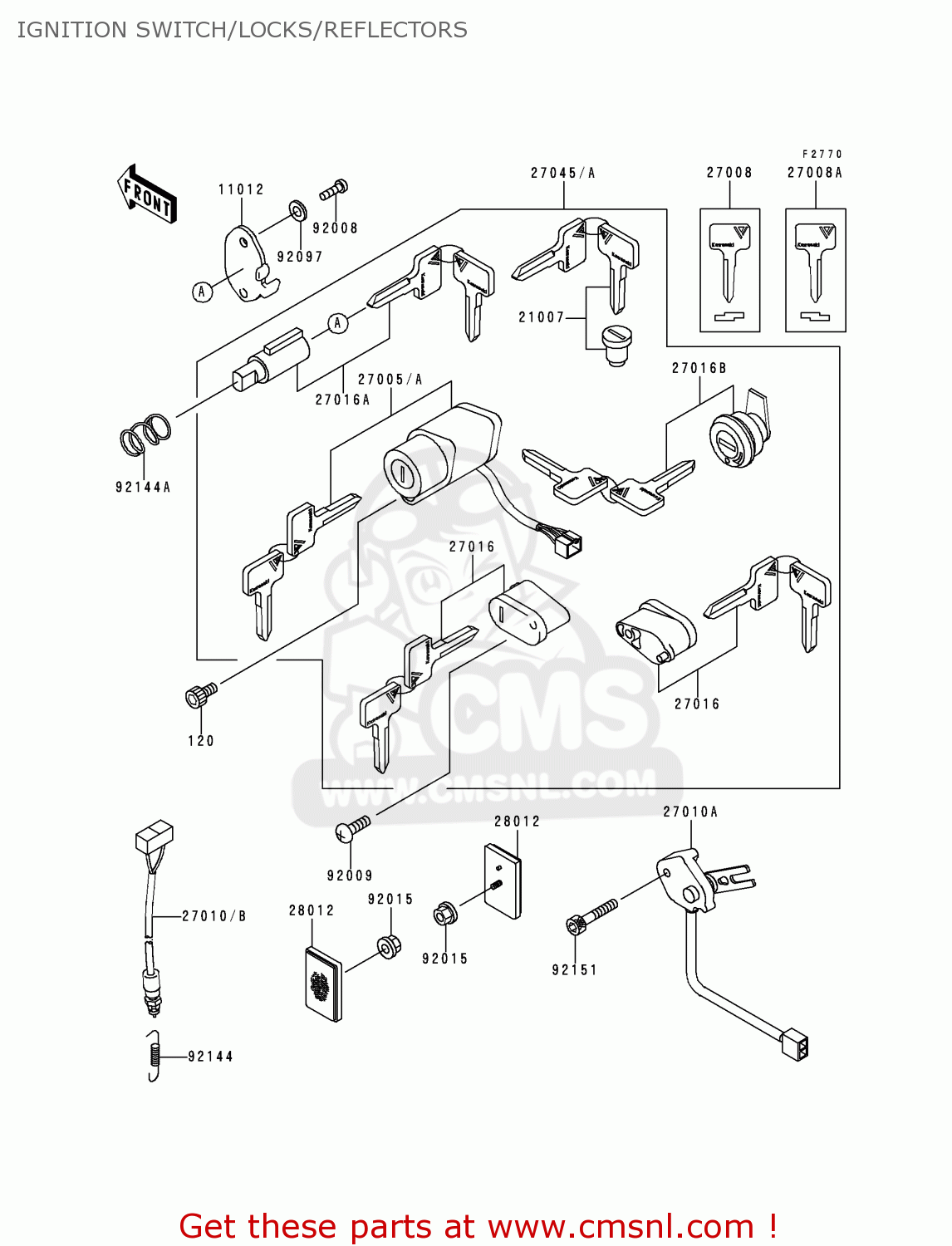IGNITION SWITCH/LOCKS/REFLECTORS VN1500D1 VULCAN 1500 CLASSIC 1996 USA CALIFORNIA CANADA