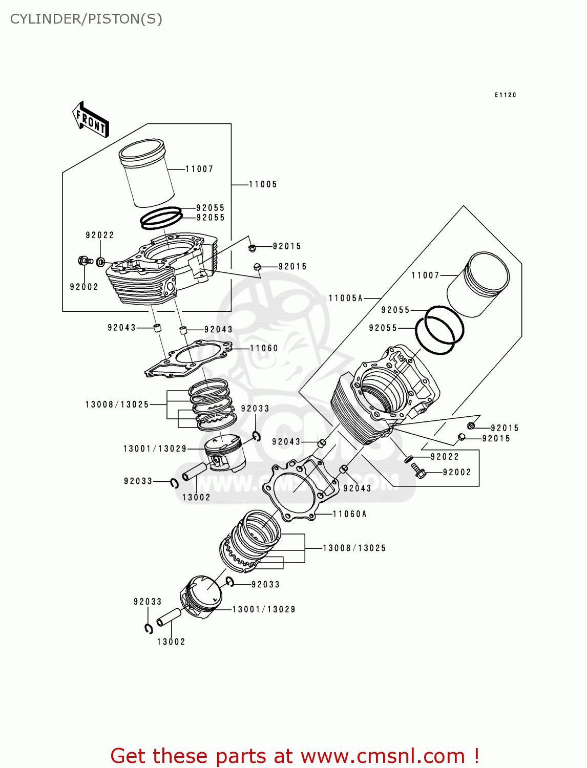 CYLINDER/PISTON(S) VN1500D2 VN1500 CLASSIC 1997 EURO UK FR NL AR FG GR IT NR SD ST