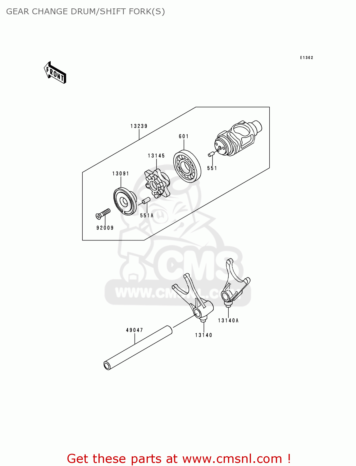 GEAR CHANGE DRUM/SHIFT FORK(S) VN1500D2 VN1500 CLASSIC 1997 EURO UK FR NL AR FG GR IT NR SD ST