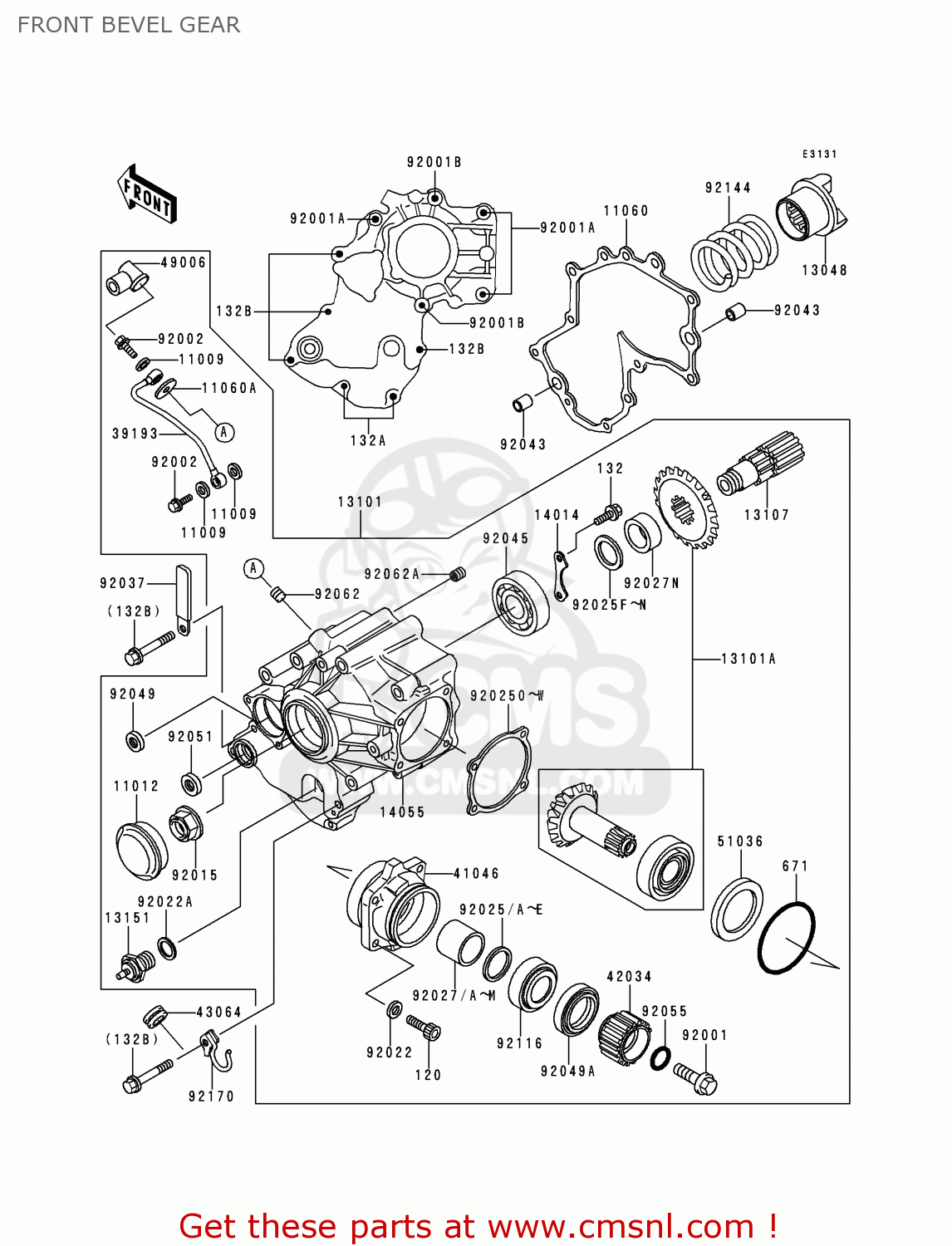 FRONT BEVEL GEAR VN1500D2 VN1500 CLASSIC 1997 EURO UK FR NL AR FG GR IT NR SD ST
