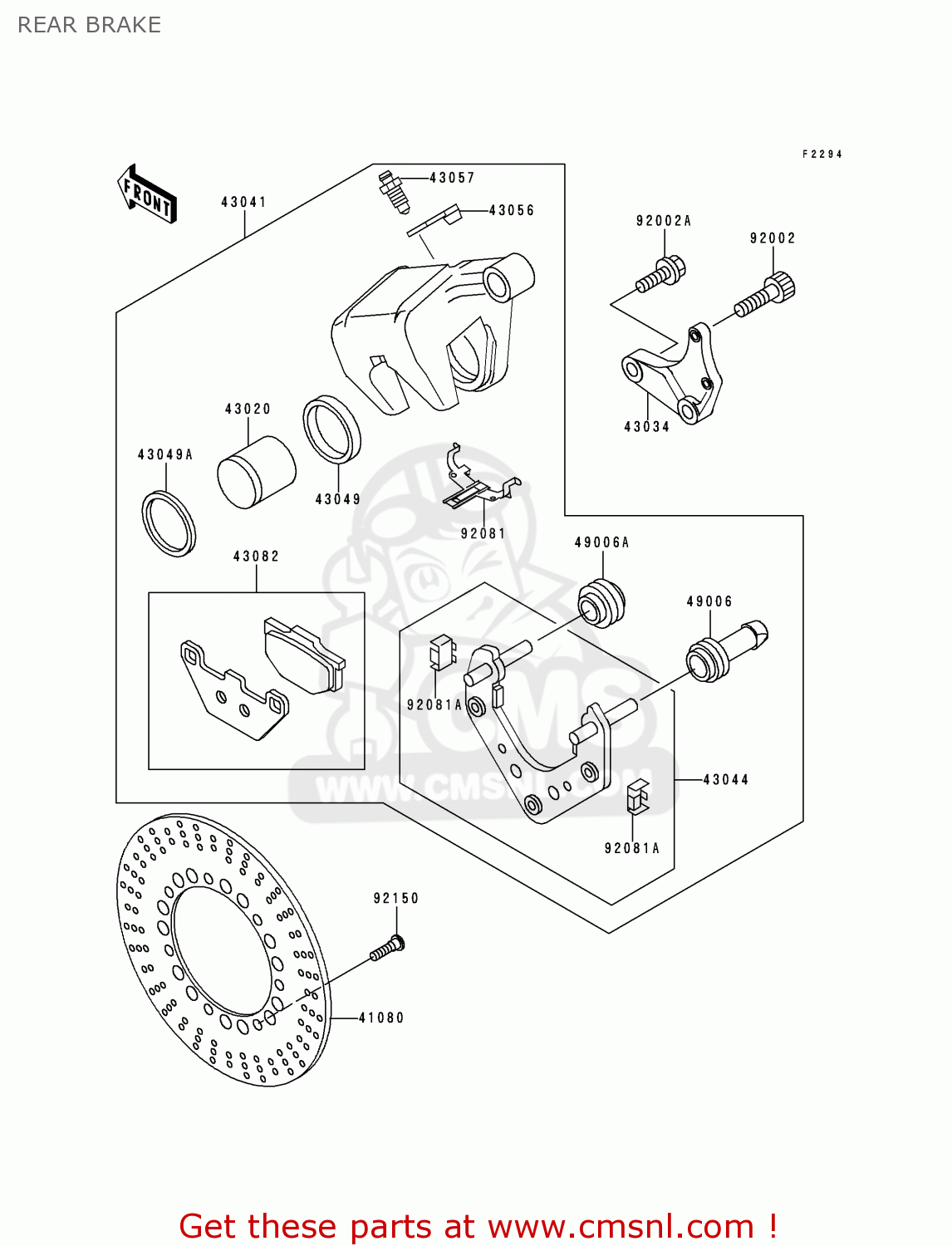 REAR BRAKE VN1500D2 VN1500 CLASSIC 1997 EURO UK FR NL AR FG GR IT NR SD ST
