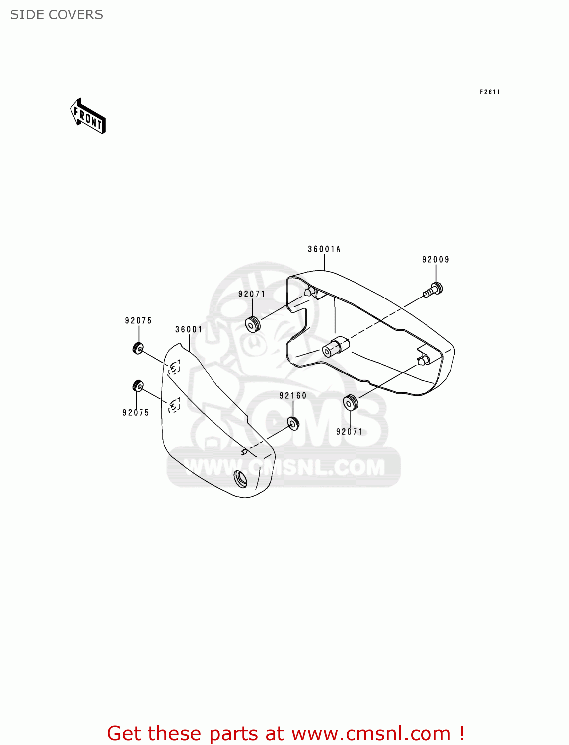 SIDE COVERS VN1500D2 VN1500 CLASSIC 1997 EURO UK FR NL AR FG GR IT NR SD ST