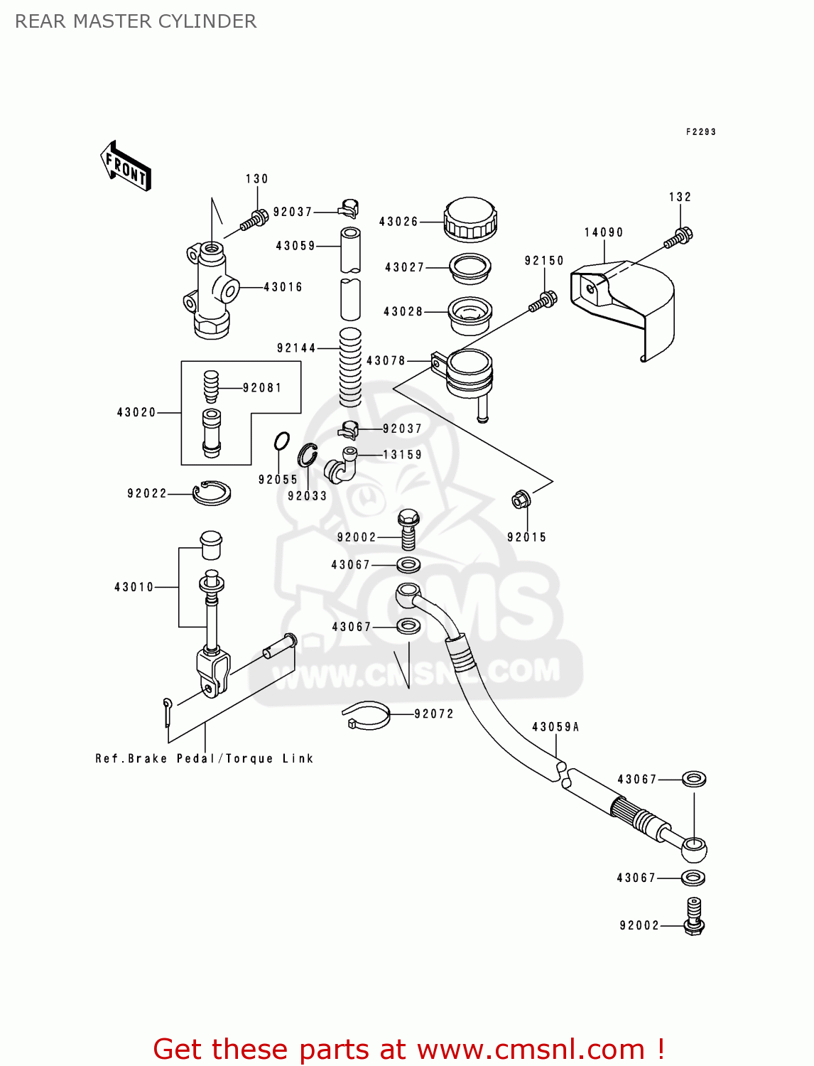 REAR MASTER CYLINDER VN1500D2 VULCAN 1500 CLASSIC 1997 USA CALIFORNIA CANADA