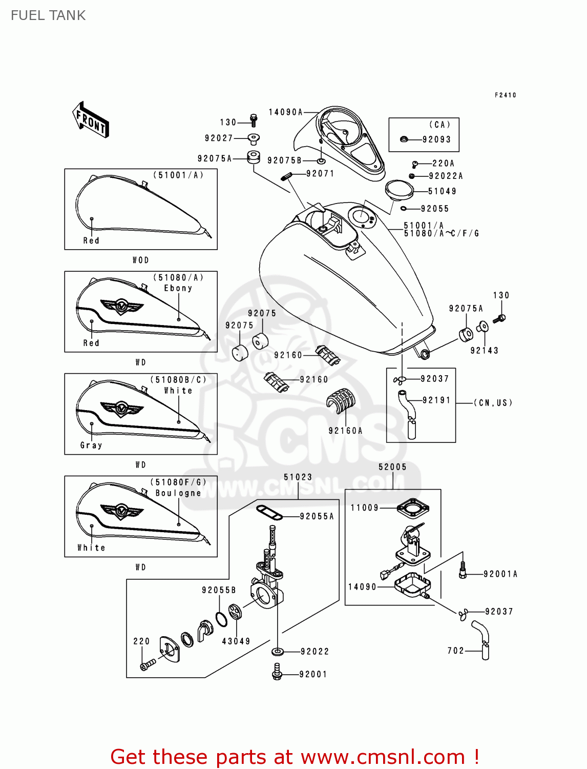 FUEL TANK VN1500D2 VULCAN 1500 CLASSIC 1997 USA CALIFORNIA CANADA