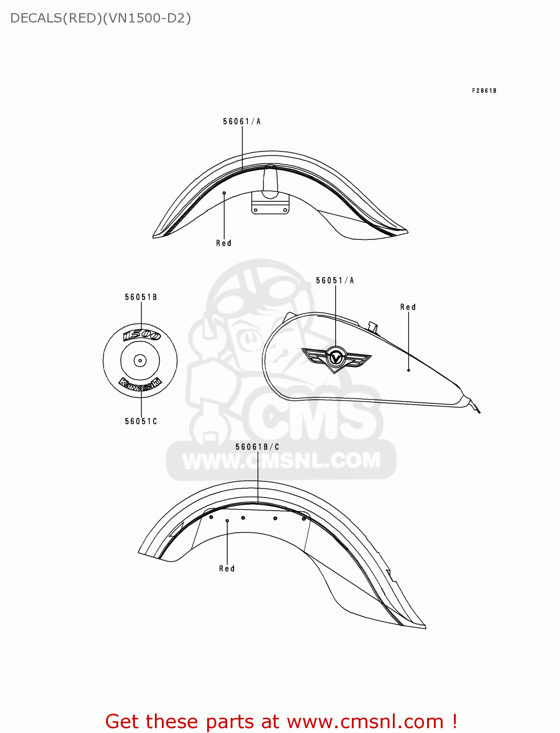 DECALS(RED)(VN1500-D2) VN1500D2 VULCAN 1500 CLASSIC 1997 USA CALIFORNIA CANADA