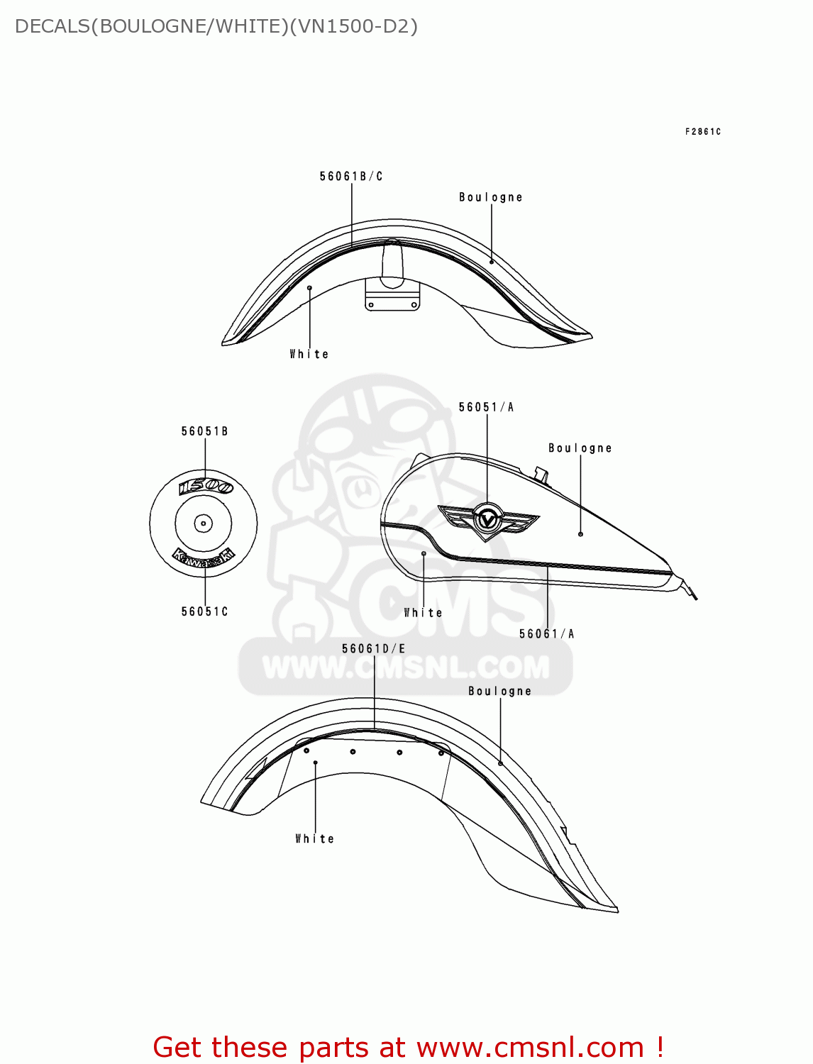 DECALS(BOULOGNE/WHITE)(VN1500-D2) VN1500D2 VULCAN 1500 CLASSIC 1997 USA CALIFORNIA CANADA