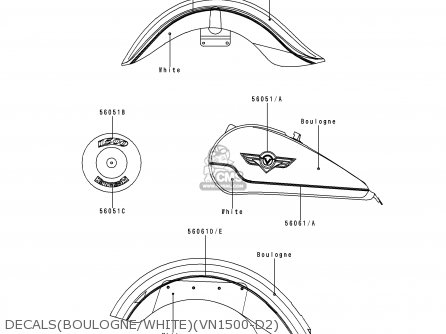 DECALS(BOULOGNE/WHITE)(VN1500-D2) - VN1500D2 VULCAN 1500 CLASSIC 1997 USA CALIFORNIA CANADA