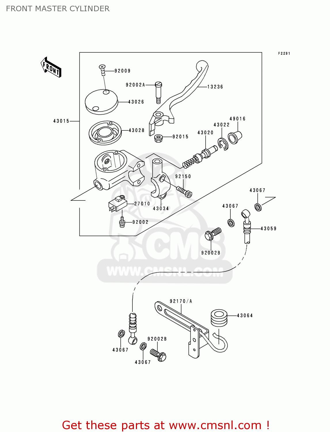 FRONT MASTER CYLINDER VN1500D2A VN1500 CLASSIC 1997 EUROPE FR NL AR FG GR NR SD ST