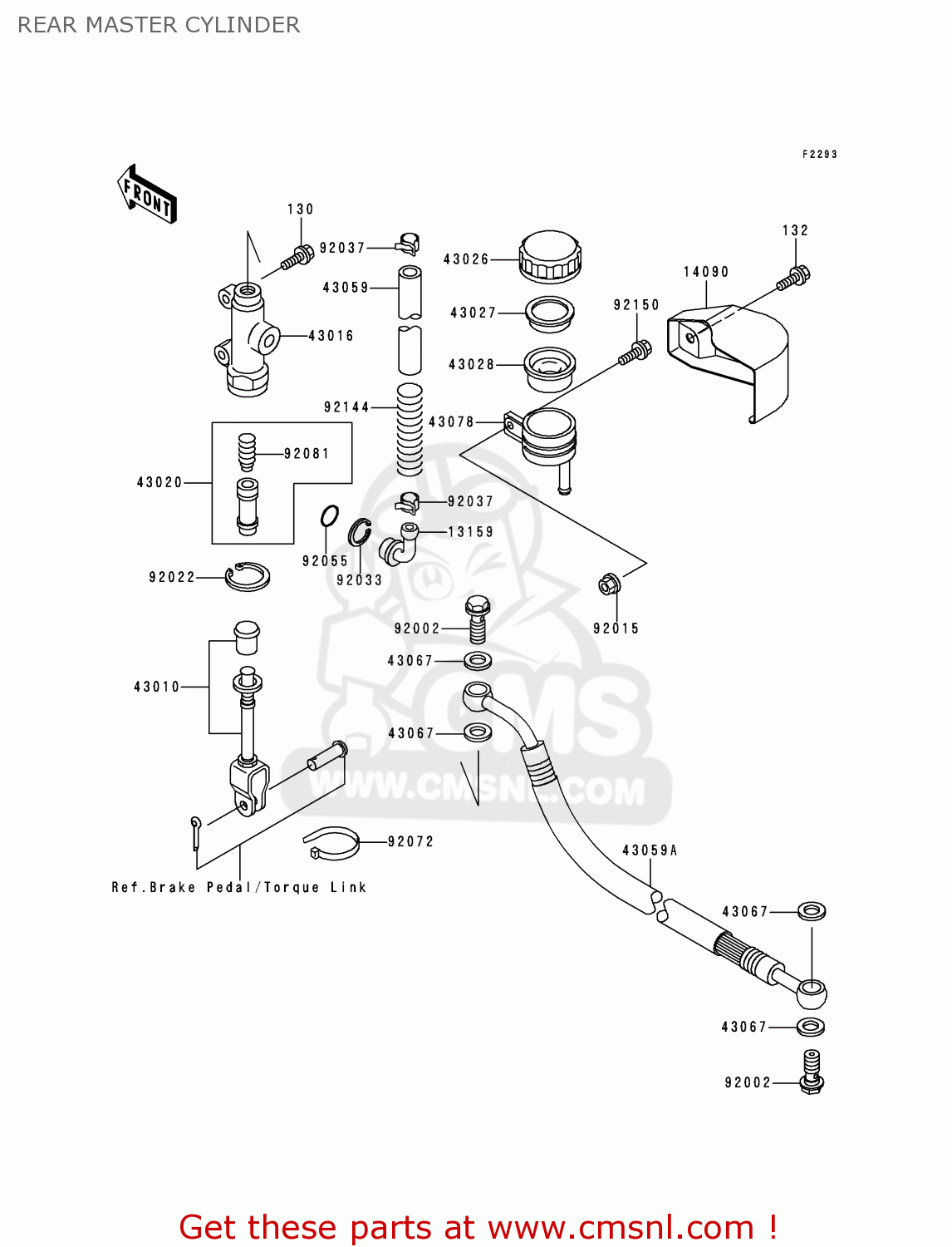 REAR MASTER CYLINDER VN1500D2A VN1500 CLASSIC 1997 EUROPE FR NL AR FG GR NR SD ST