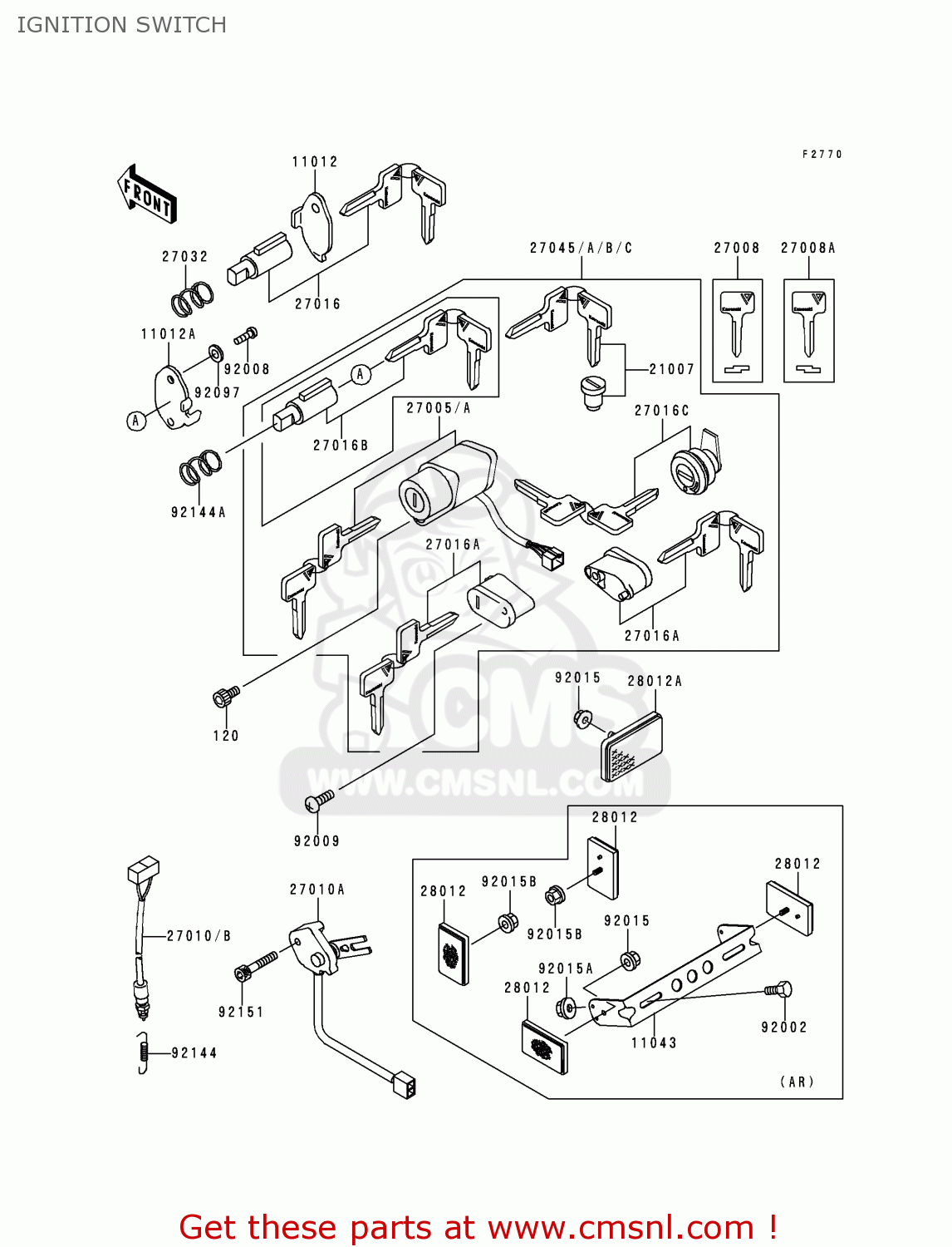 IGNITION SWITCH VN1500D2A VN1500 CLASSIC 1997 EUROPE FR NL AR FG GR NR SD ST