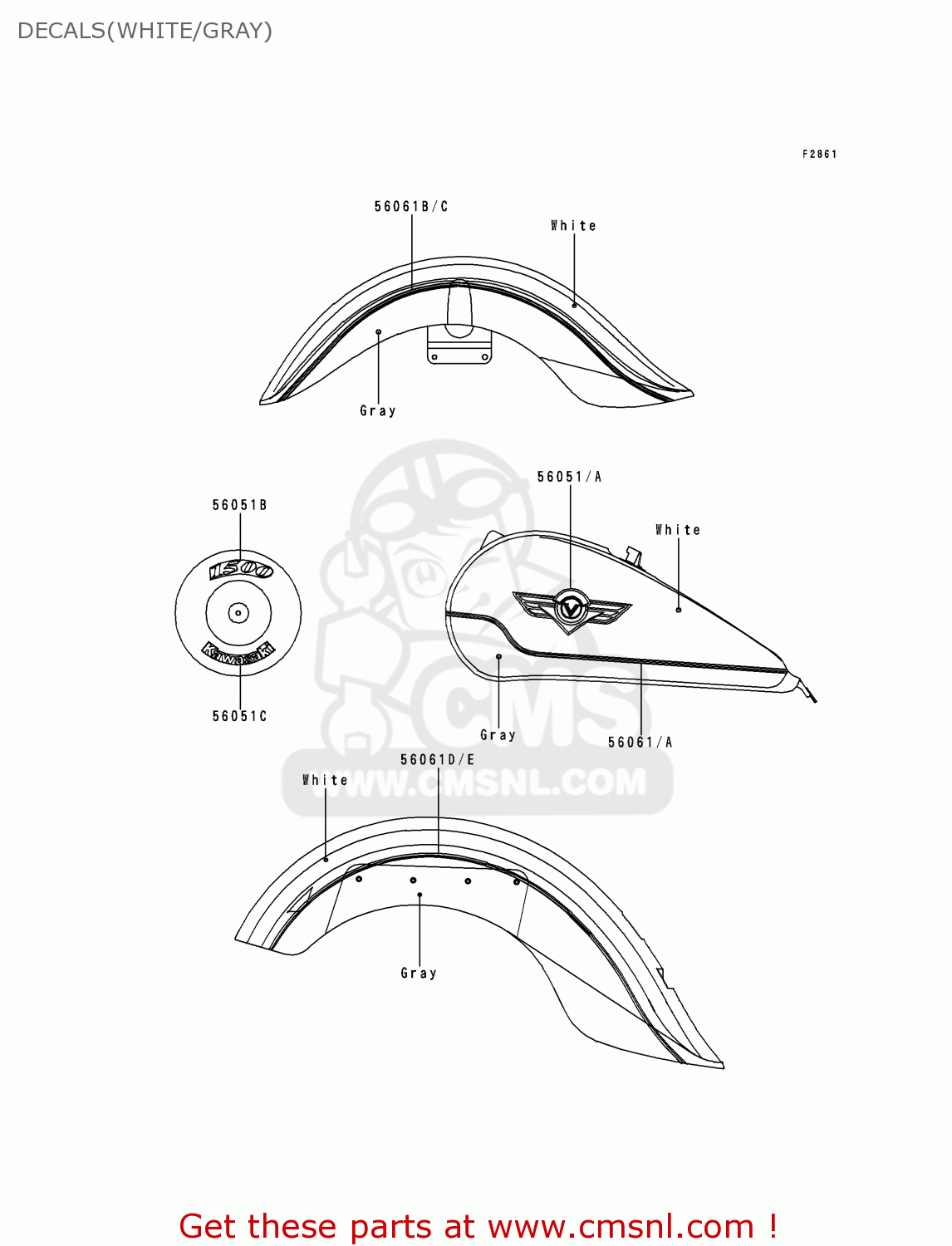 DECALS(WHITE/GRAY) VN1500D2A VN1500 CLASSIC 1997 EUROPE FR NL AR FG GR NR SD ST