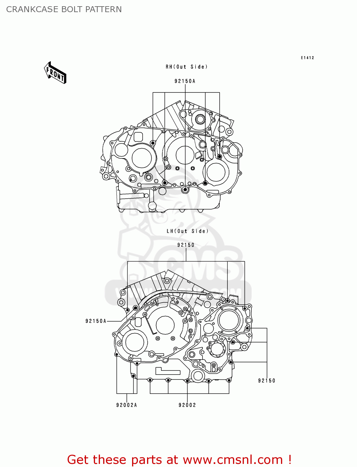 CRANKCASE BOLT PATTERN VN1500E1 VN1500 CLASSIC 1998 EUROPE UK FR NL GR IT NR SD SP