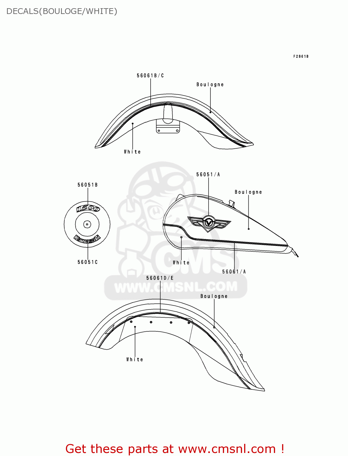 DECALS(BOULOGE/WHITE) VN1500E1 VN1500 CLASSIC 1998 EUROPE UK FR NL GR IT NR SD SP