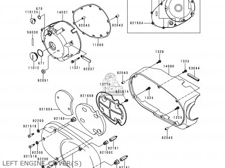 LEFT ENGINE COVER(S) - VN1500E1 VN1500 CLASSIC 1998 EUROPE UK FR NL GR IT NR SD SP