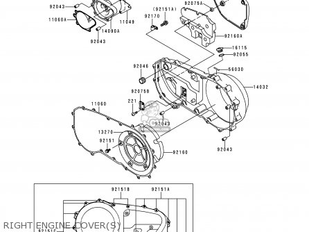 RIGHT ENGINE COVER(S) - VN1500E1 VN1500 CLASSIC 1998 EUROPE UK FR NL GR IT NR SD SP