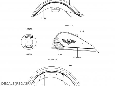 DECALS(RED/GRAY) - VN1500E1 VN1500 CLASSIC 1998 EUROPE UK FR NL GR IT NR SD SP