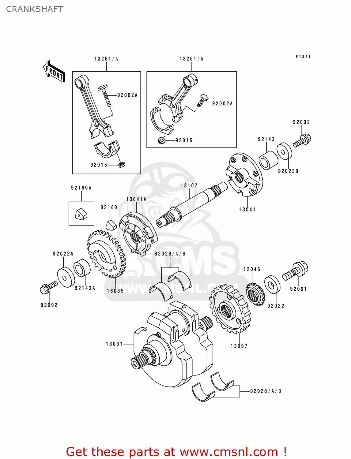 CRANKSHAFT VN1500E1 VULCAN 1500 CLASSIC 1998 USA CALIFORNIA CANADA