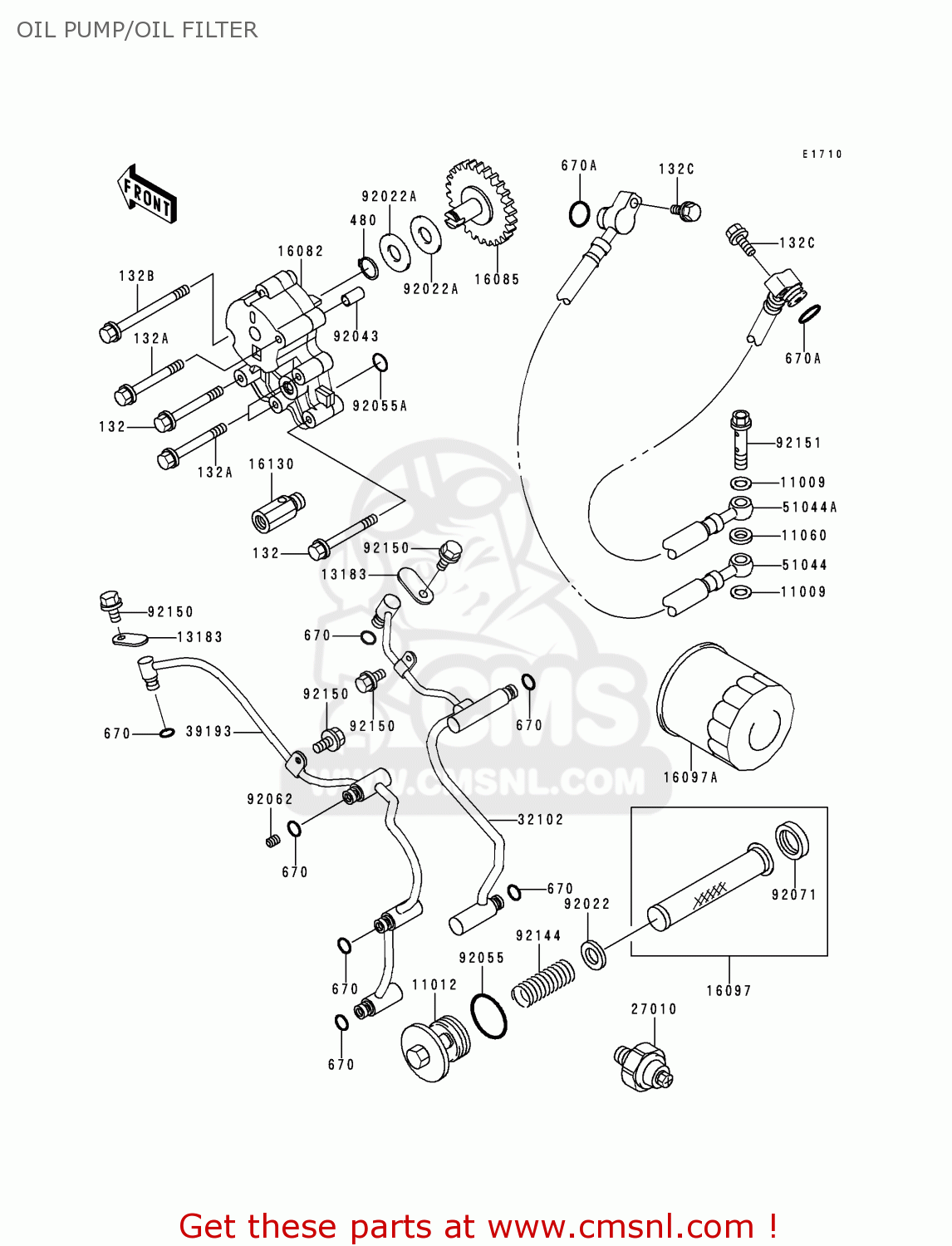 OIL PUMP/OIL FILTER VN1500E1 VULCAN 1500 CLASSIC 1998 USA CALIFORNIA CANADA