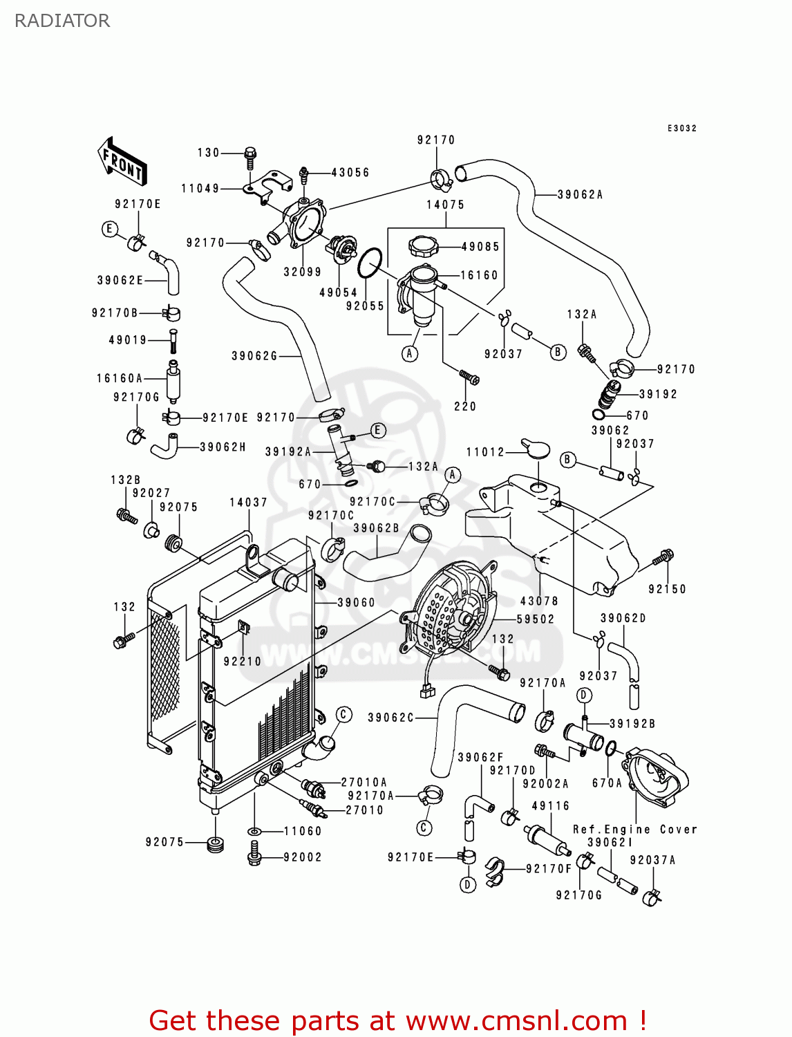 RADIATOR VN1500E1 VULCAN 1500 CLASSIC 1998 USA CALIFORNIA CANADA