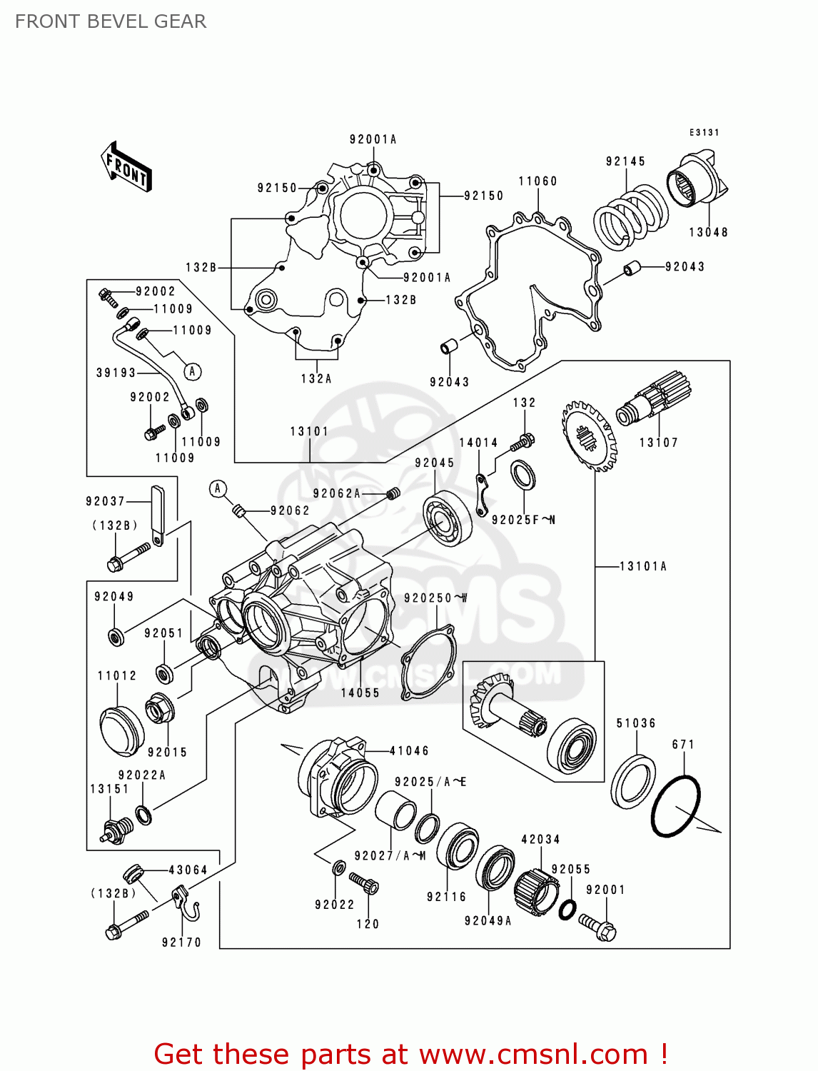 FRONT BEVEL GEAR VN1500E1 VULCAN 1500 CLASSIC 1998 USA CALIFORNIA CANADA