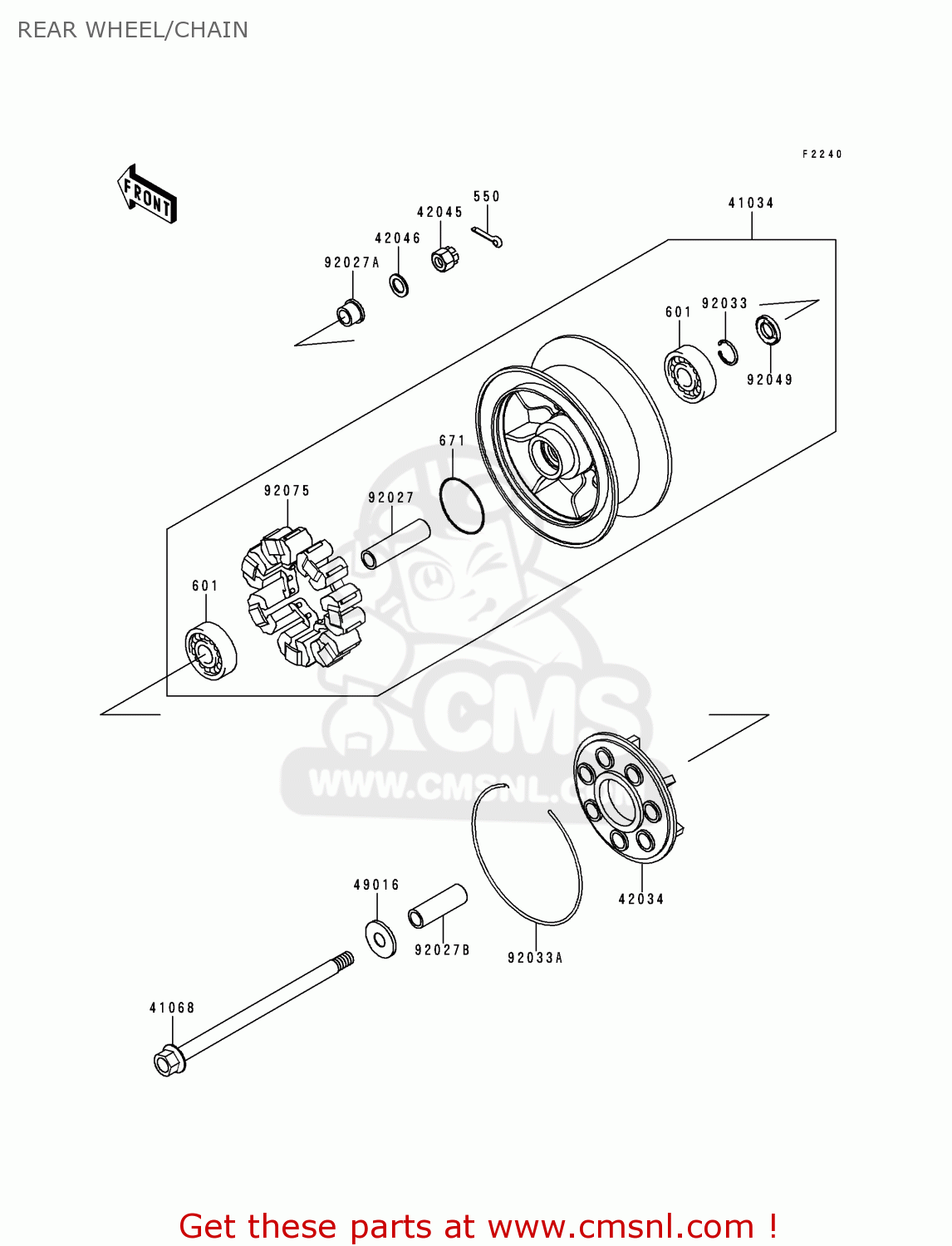 REAR WHEEL/CHAIN VN1500E1 VULCAN 1500 CLASSIC 1998 USA CALIFORNIA CANADA