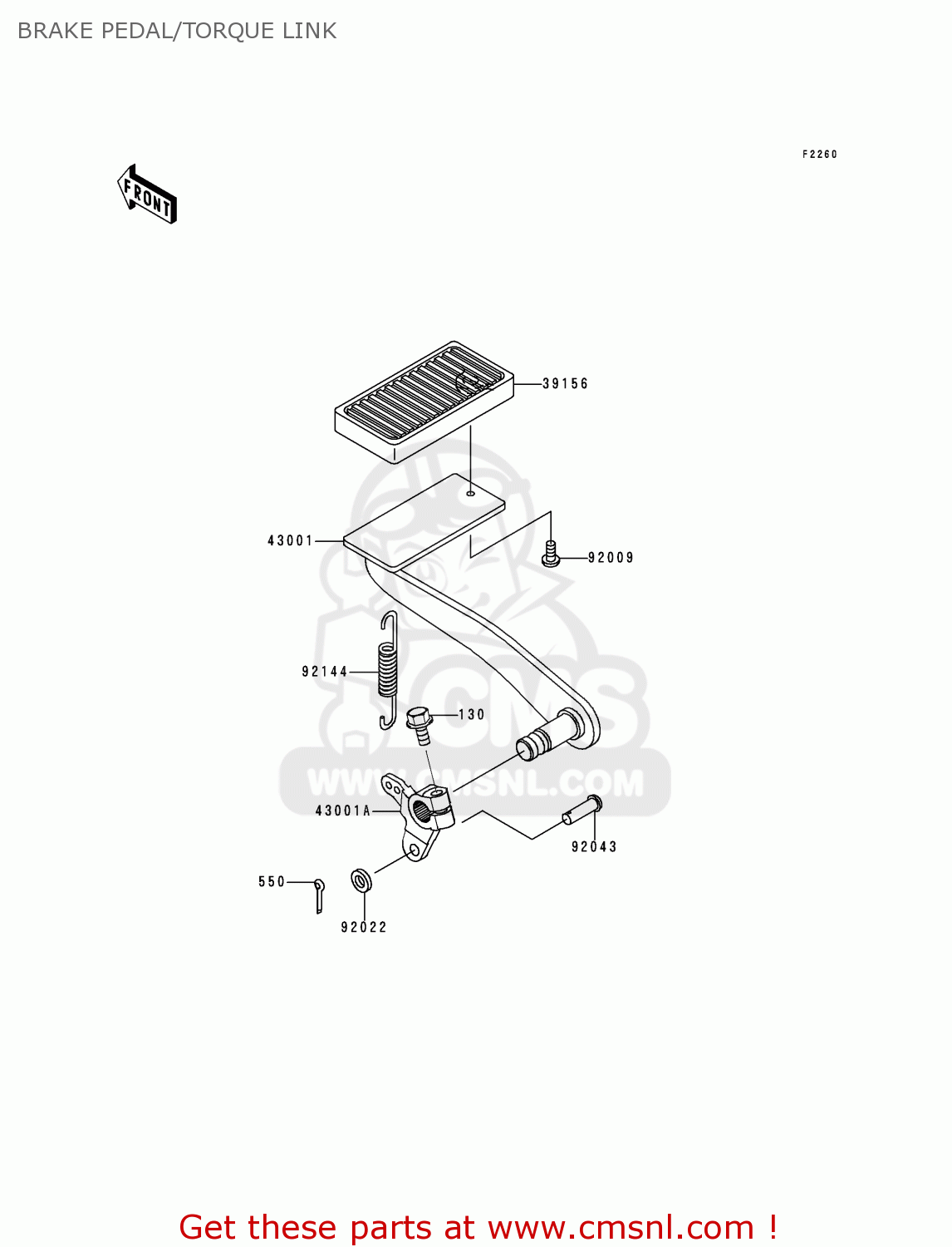BRAKE PEDAL/TORQUE LINK VN1500E1 VULCAN 1500 CLASSIC 1998 USA CALIFORNIA CANADA
