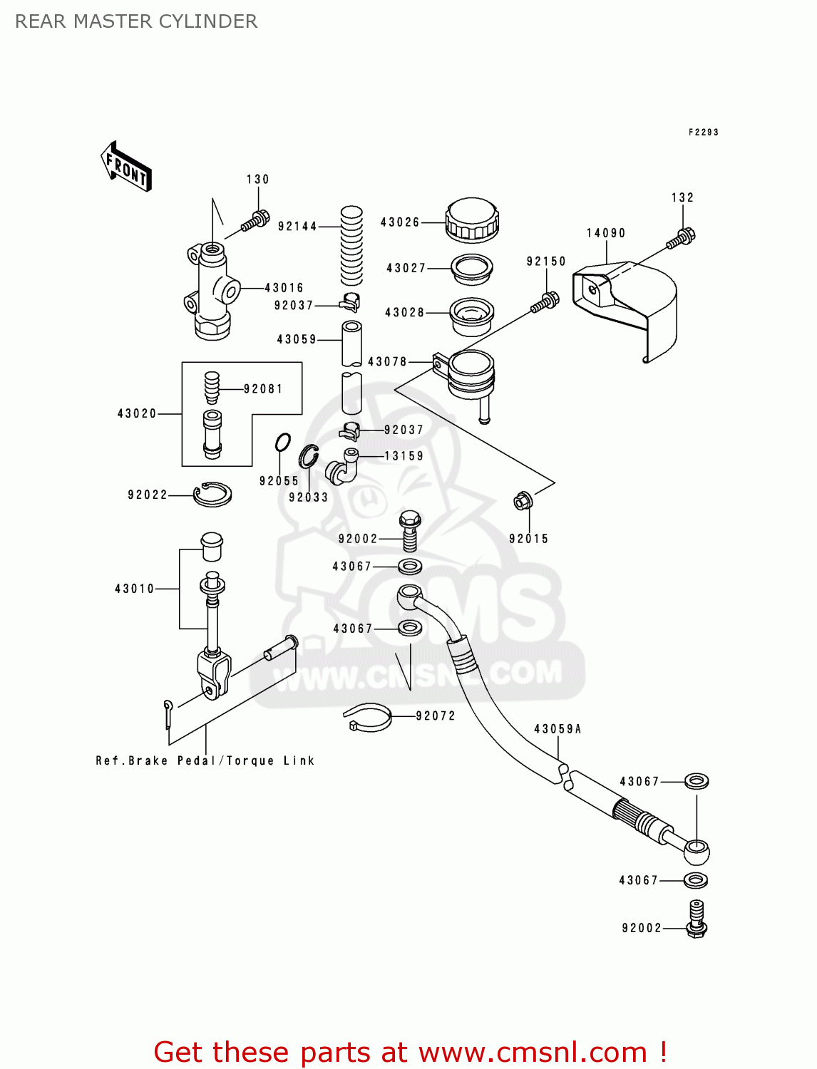 REAR MASTER CYLINDER VN1500E1 VULCAN 1500 CLASSIC 1998 USA CALIFORNIA CANADA