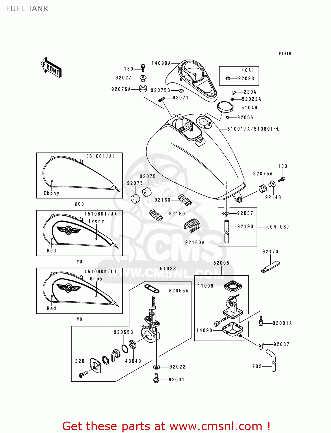 FUEL TANK VN1500E1 VULCAN 1500 CLASSIC 1998 USA CALIFORNIA CANADA