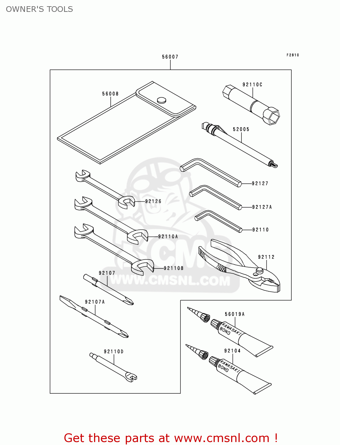 OWNER'S TOOLS VN1500E1 VULCAN 1500 CLASSIC 1998 USA CALIFORNIA CANADA