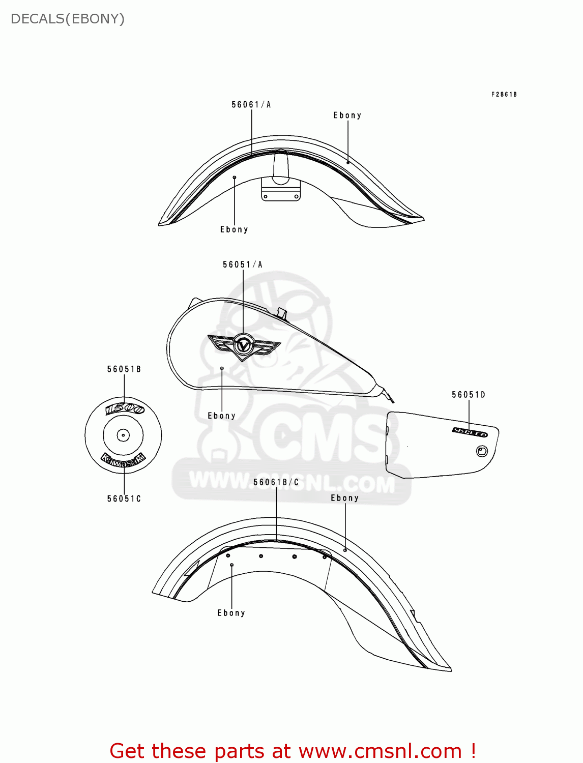 DECALS(EBONY) VN1500E1 VULCAN 1500 CLASSIC 1998 USA CALIFORNIA CANADA