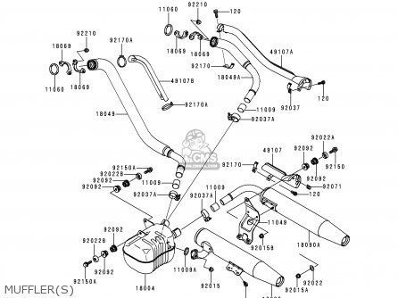 MUFFLER(S) - VN1500E1 VULCAN 1500 CLASSIC 1998 USA CALIFORNIA CANADA