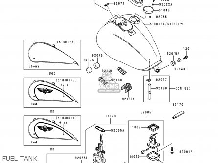 FUEL TANK - VN1500E1 VULCAN 1500 CLASSIC 1998 USA CALIFORNIA CANADA