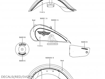 DECALS(RED/IVORY) - VN1500E1 VULCAN 1500 CLASSIC 1998 USA CALIFORNIA CANADA