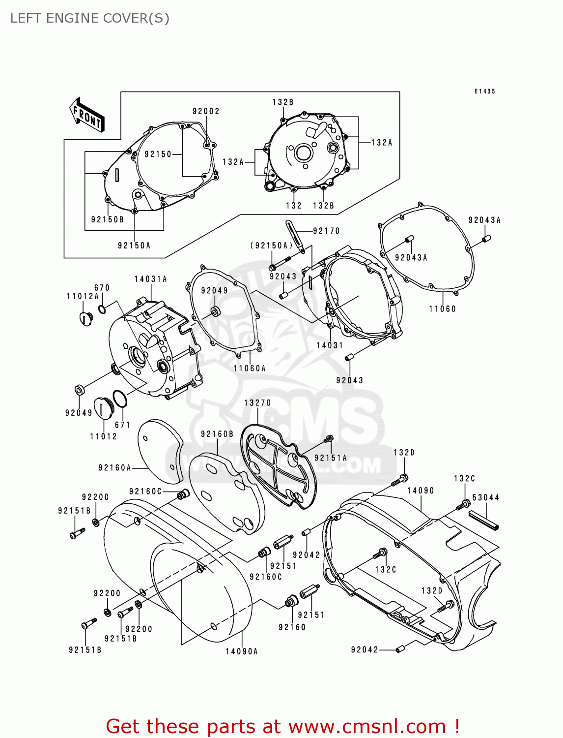 LEFT ENGINE COVER(S) VN1500E2 VN1500 CLASSIC 1999 EUROPE UK FR NL GR IT NR SD SP