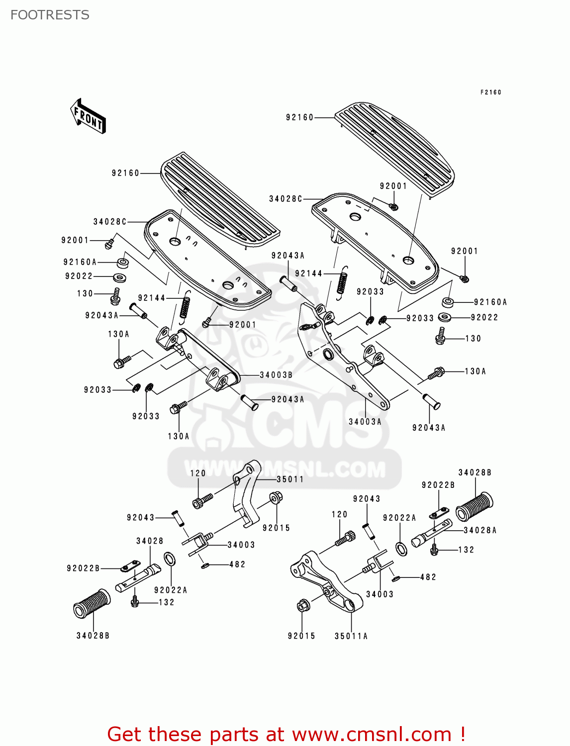 FOOTRESTS VN1500E2 VN1500 CLASSIC 1999 EUROPE UK FR NL GR IT NR SD SP
