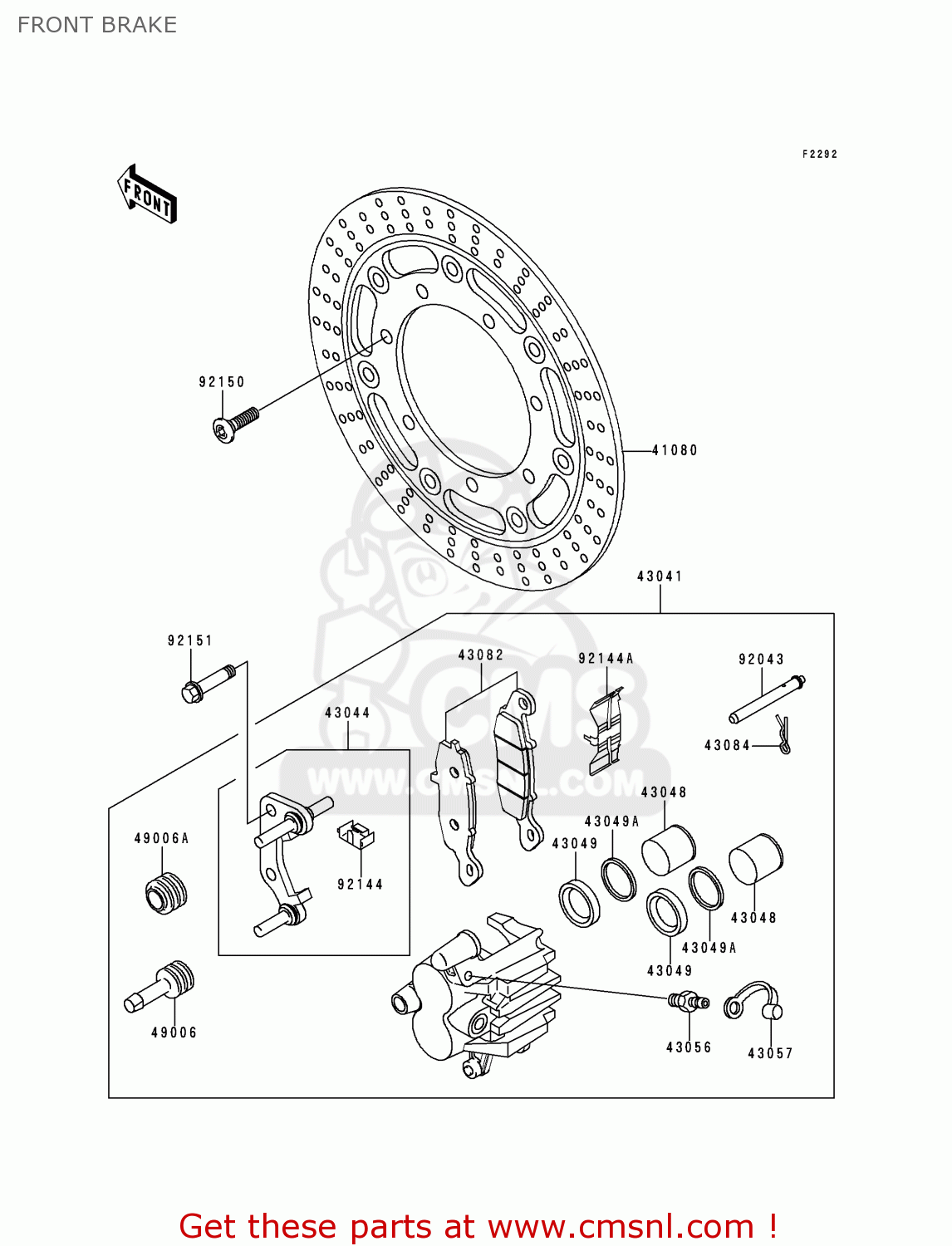 FRONT BRAKE VN1500E2 VN1500 CLASSIC 1999 EUROPE UK FR NL GR IT NR SD SP